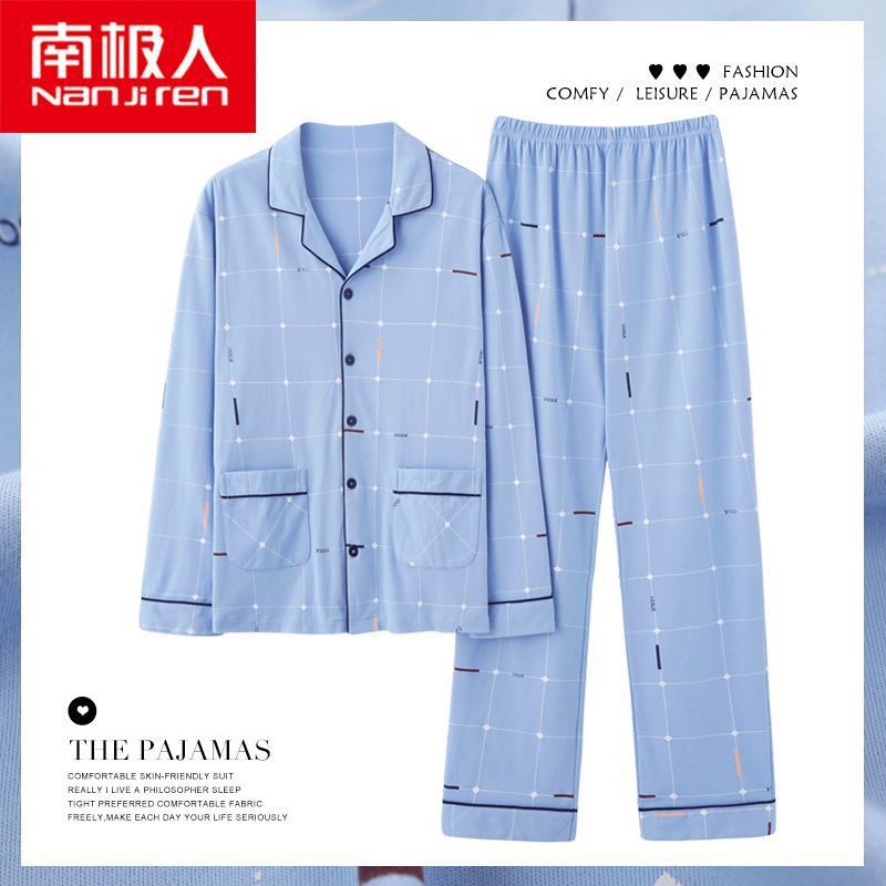 Nuevo pijama de algodón masculino primavera y otoño manga larga suelta más grande ocio se puede usar con ropa de hogar