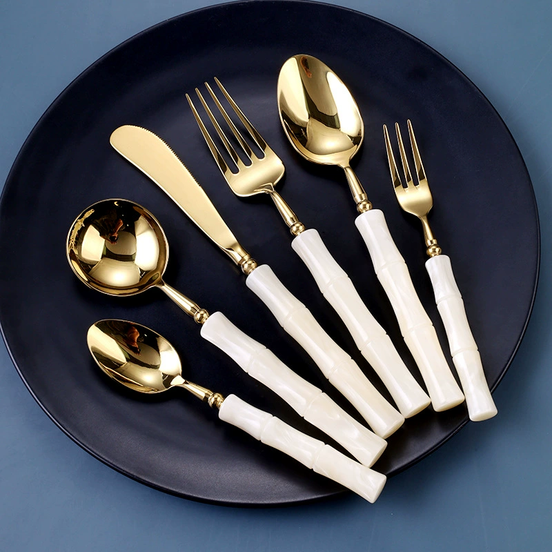 White acrylic bamboo tableware stainless steel, set