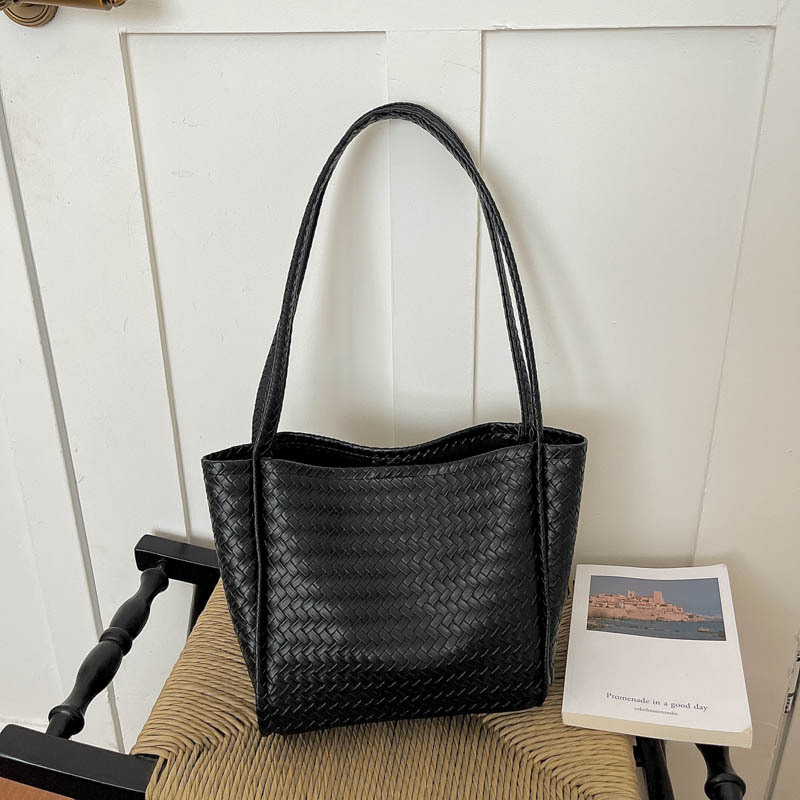 Woven Texture Open Large PU Tote Bag 6