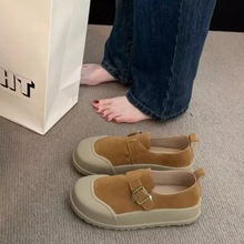 文艺复古森女风厚底单鞋女鞋子2025新款春秋一脚蹬乐福鞋休闲板鞋