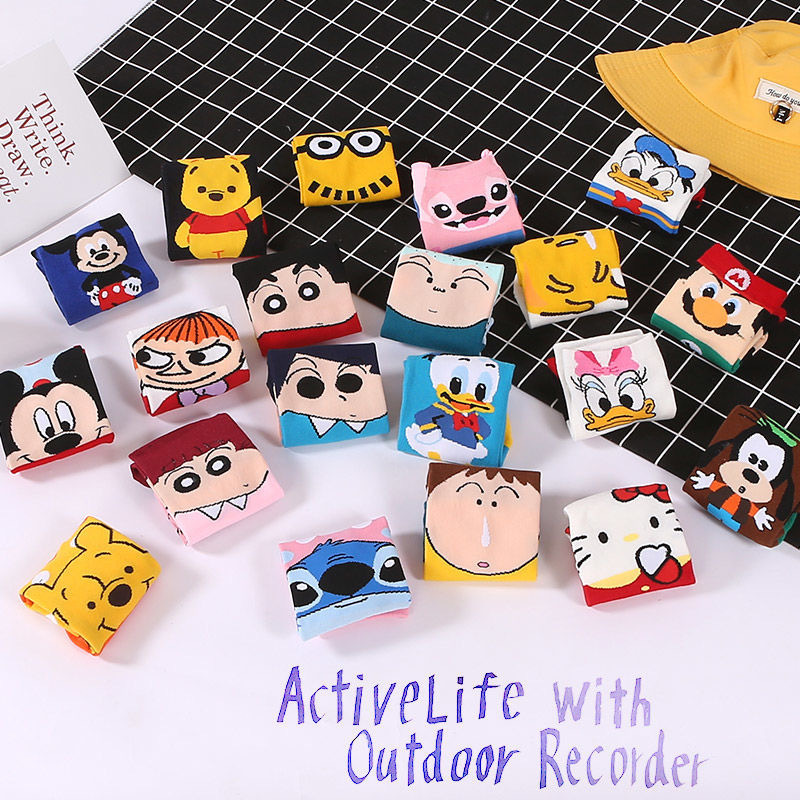 New socks women's socks ins fashionable all-match cute Japanese cartoon cotton socks Korean style student sports anime boat Socks