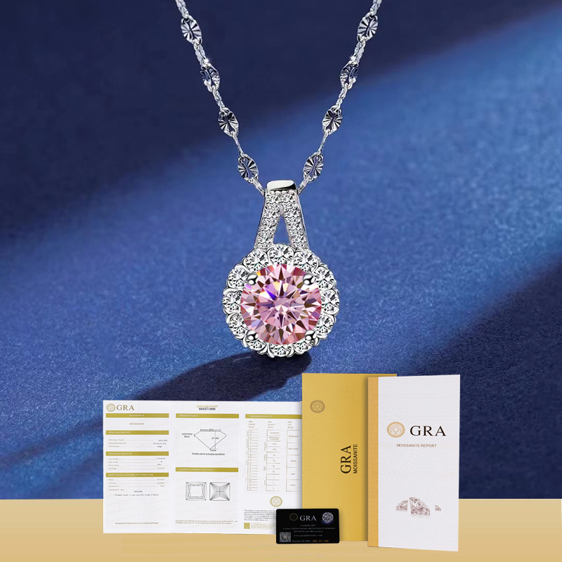 S925純銀1カラット太陽花ネックレス女ins水滴気質莫桑石ペンダントデザイン感シンプルなアクセサリー|undefined