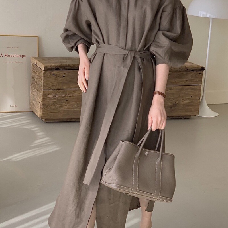 Chic Korean-Style Casual Retro Loose-Fitting Slimming Mid-Length Dress