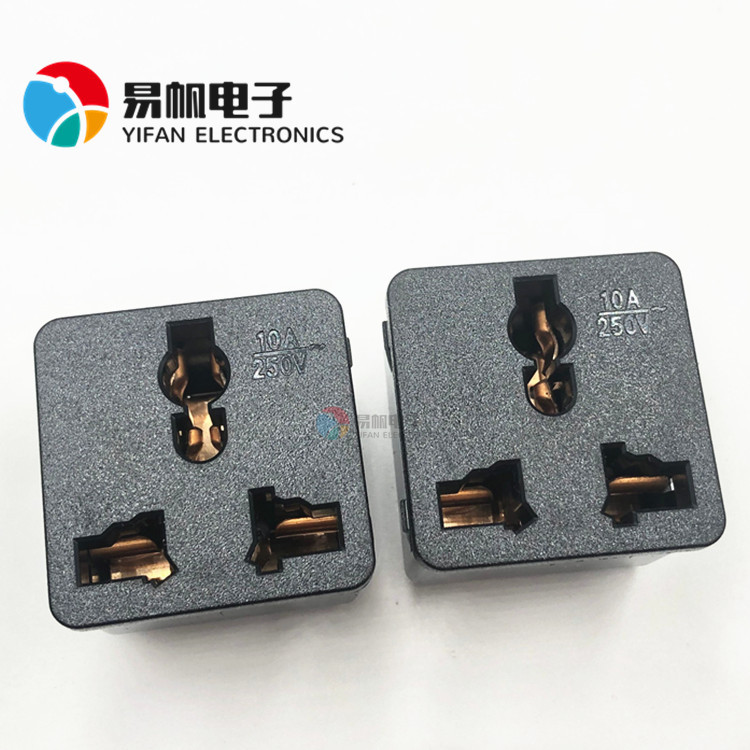 工业PDU10A嵌入式插座模块 机柜国标模块电源万专能用孔插座面板