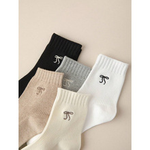 L 28129 Bow preppy mid calf socks ������ѧԺ��Ͳ��羳��