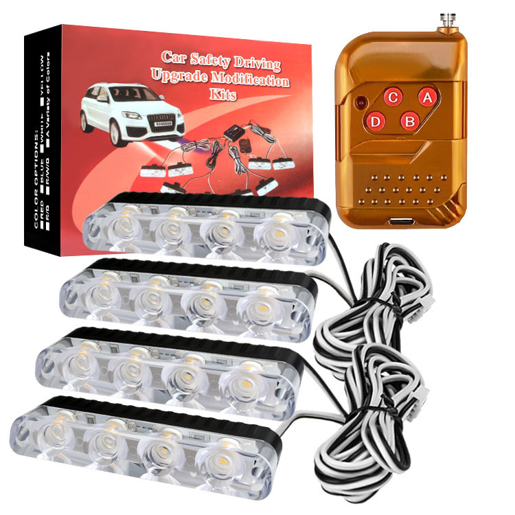 Cross-Border Supply of Wireless Remote Control 16-Led Car Grille Strobe Light Clip-On Flashing Warning Light