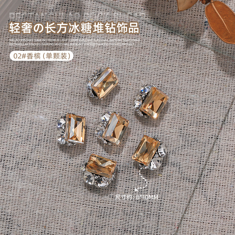 Nuevo nicho Zhonghao boutique rectangular ángulo recto taladro ligero de lujo explosión de azúcar de hielo manicurismo productos acabados taladro de uñas decoración