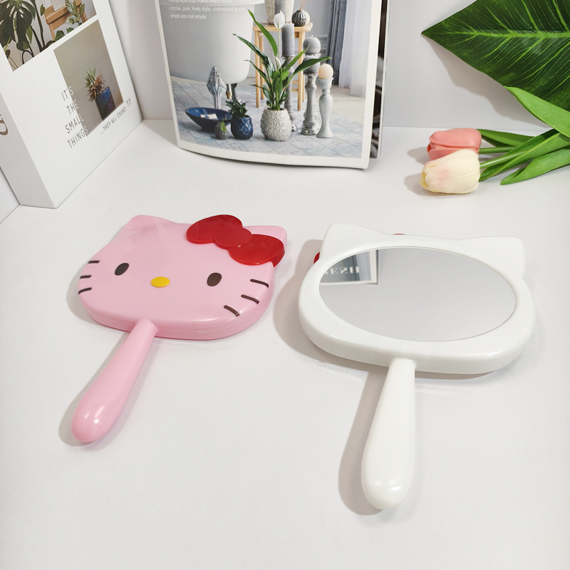 KT 고양이 거울 수제 DIY 소재 가방 도매 그물 빨간 헬로 키티 스틱 다이아몬드 메이크업 거울 창조적 인 장난감