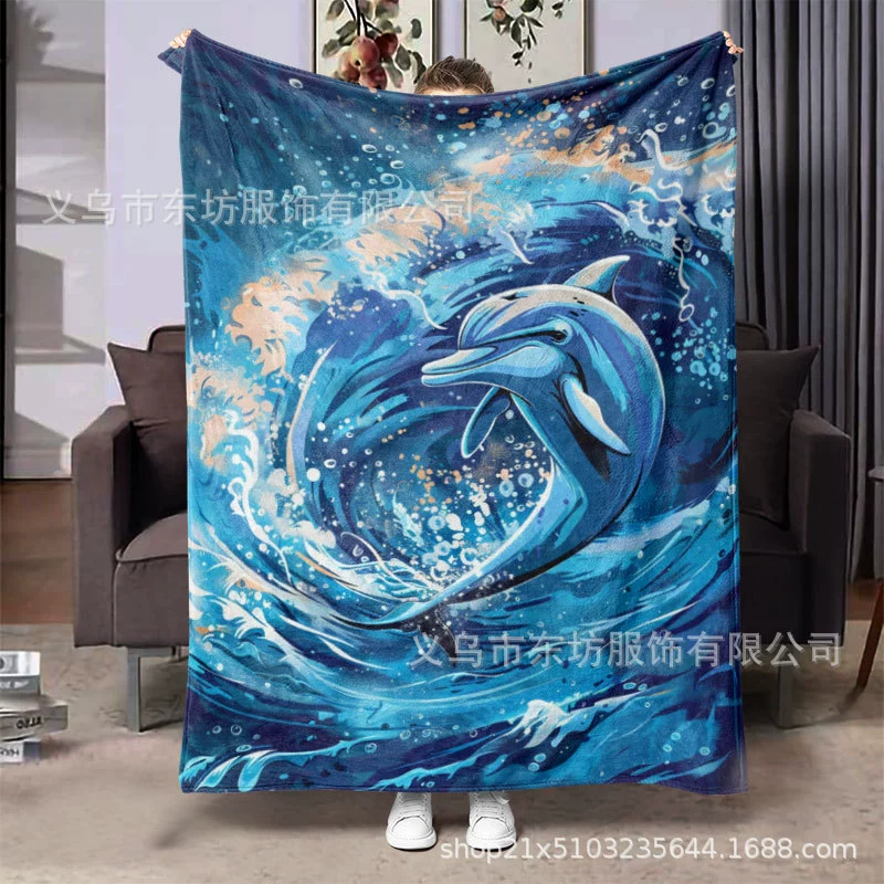 Простой и удобный морской кит мягкий фланелевый одеяло для домашнего путешествия