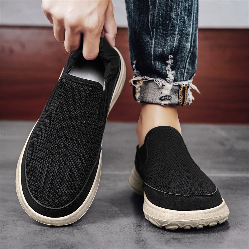 Zapatos casuales de hombre primavera-verano 2025, nuevos zapatos transpirables con suela gruesa de talón para hombre.