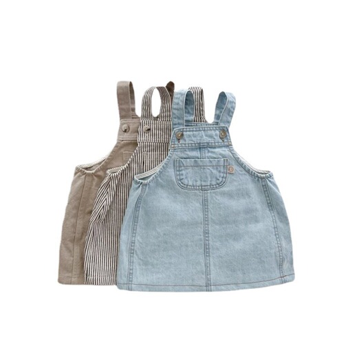 Ins Korean Children's Belted Skirt Spring  New Small and Medium Children's Girls Baby Dress Cute Girl Denim Skirt