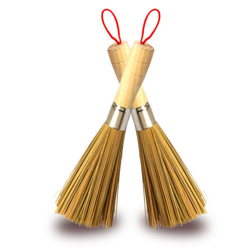 Household Pot Cleaning Gadget, Pot Scrubber, Washing Pot Scrubber, Dishwashing Pot Scrubber, Kitchen Long Handle Bamboo Pot Scrubber, Wholesale