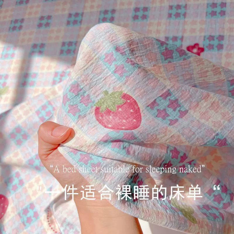 Двухслойные марлевые простыни в кремовом стиле с цветочным принтом, комплект из трех предметов, цельные простыни из 100% стираного хлопка, спальня, двуспальная студенческая общежитие