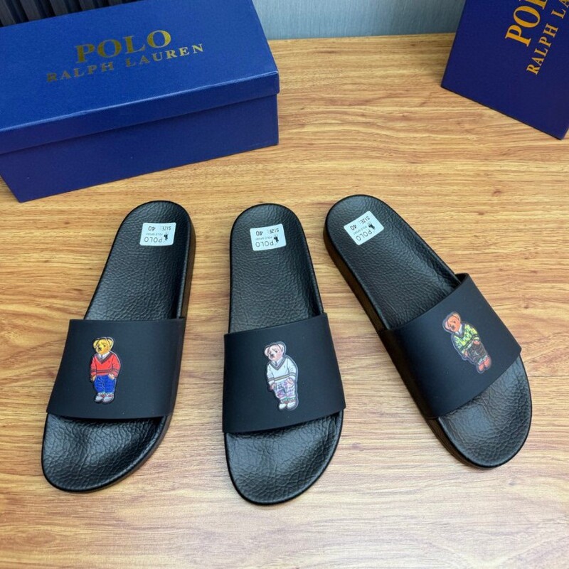 Guangzhou High-End Shoe Factory Luxury Slippers for Men, Summer Paul Bear Pattern Outdoor Slip-On Beach Slippers