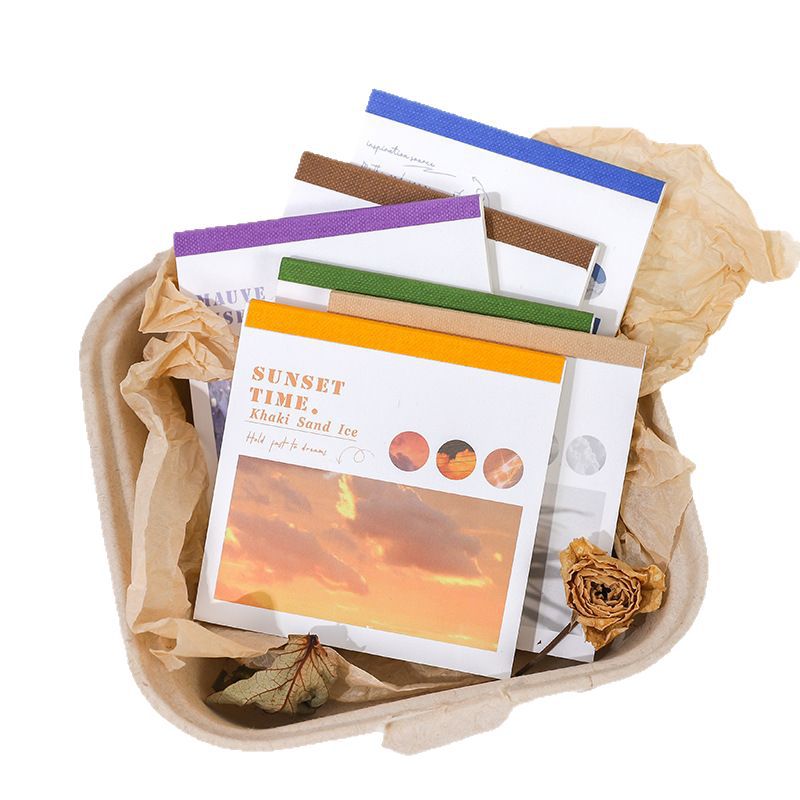 Pegatinas teñidas de papel una serie de pinturas al óleo frescas de literatura y arte de la niña material de decoración de 6 pegatinas