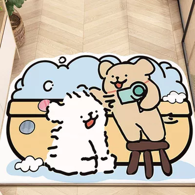 Mud Mat Cartoon Lines Puppy, Avtomobil döşəmə paspasları - hair-puppy-4060cm25mm-diatom-mud