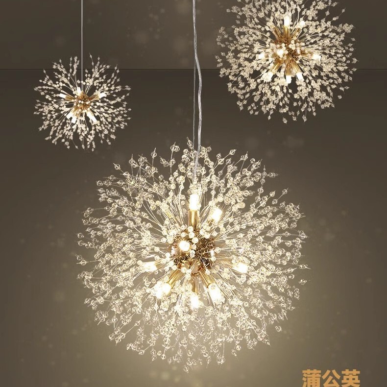 Firefly crystal lamp dining room simple modern dandelion dining table light luxury lamp lighting Internet celebrity restaurant chandelier