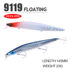 Minnow Lure Fish Bait Floating Minnow 145mm/23g with Weight Transfer Hard Lure for Spotted Bass 9119