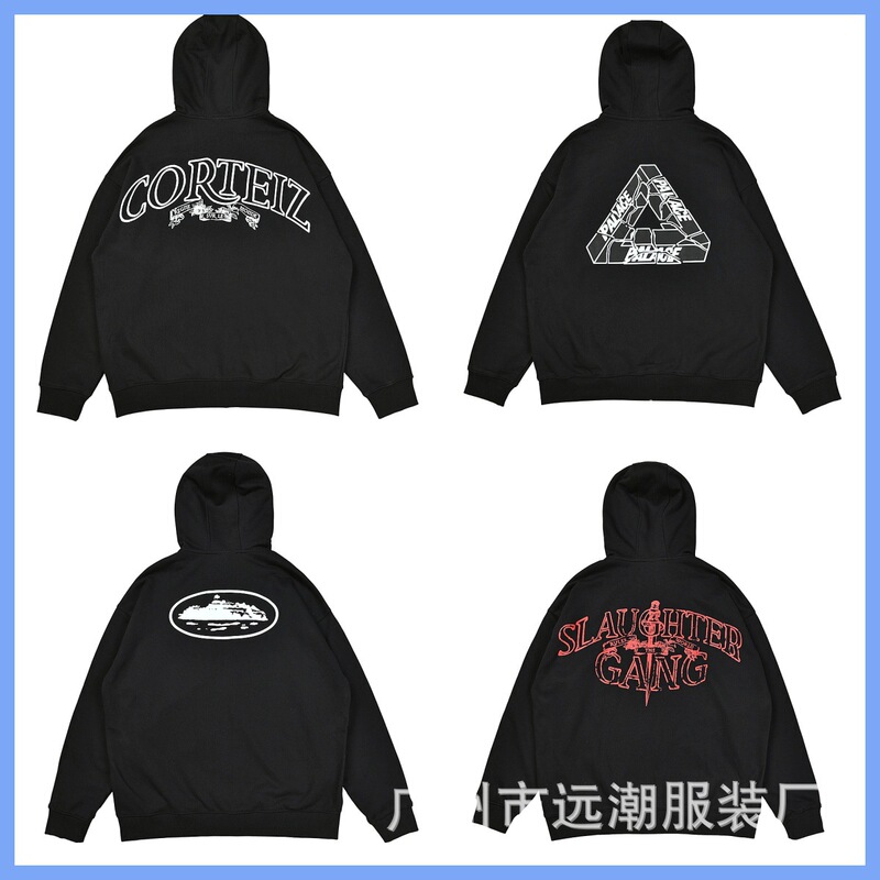 25Fw Cross-Border Cort Alcatraz Letter Print Zipper Cardigan Hooded Jacket High Street Casual Splicing Sweatshirt