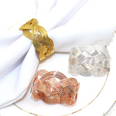 新款创意圆环编织餐巾环餐巾扣餐巾圈金色银色厂家批发