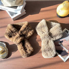 獭兔毛围巾高级感韩版皮草编织毛毛围脖双面毛保暖加厚毛领子女