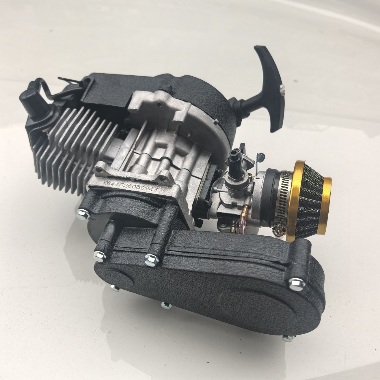 Mini Motorcycle Small Off-Road 49Cc Engine with Gearbox 2-Stroke Small Sports Car Engine Black Aluminum Frame