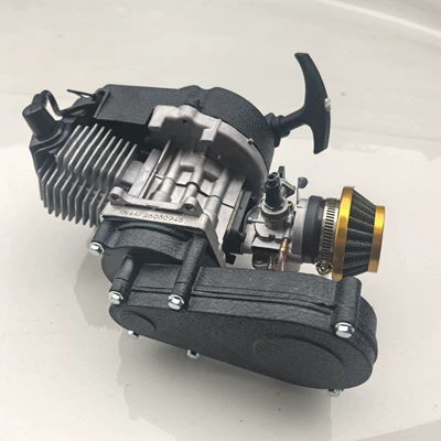 Mini Motorcycle Small Off-Road 49Cc Engine with Gearbox 2-Stroke Small Sports Car Engine Black Aluminum Frame