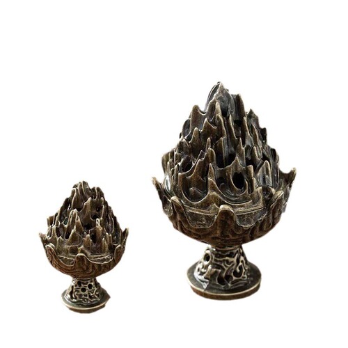 Hot selling retro copper alloy mini incense burner Boshan incense burner tower incense cone incense burner indoor alloy incense burner ornaments