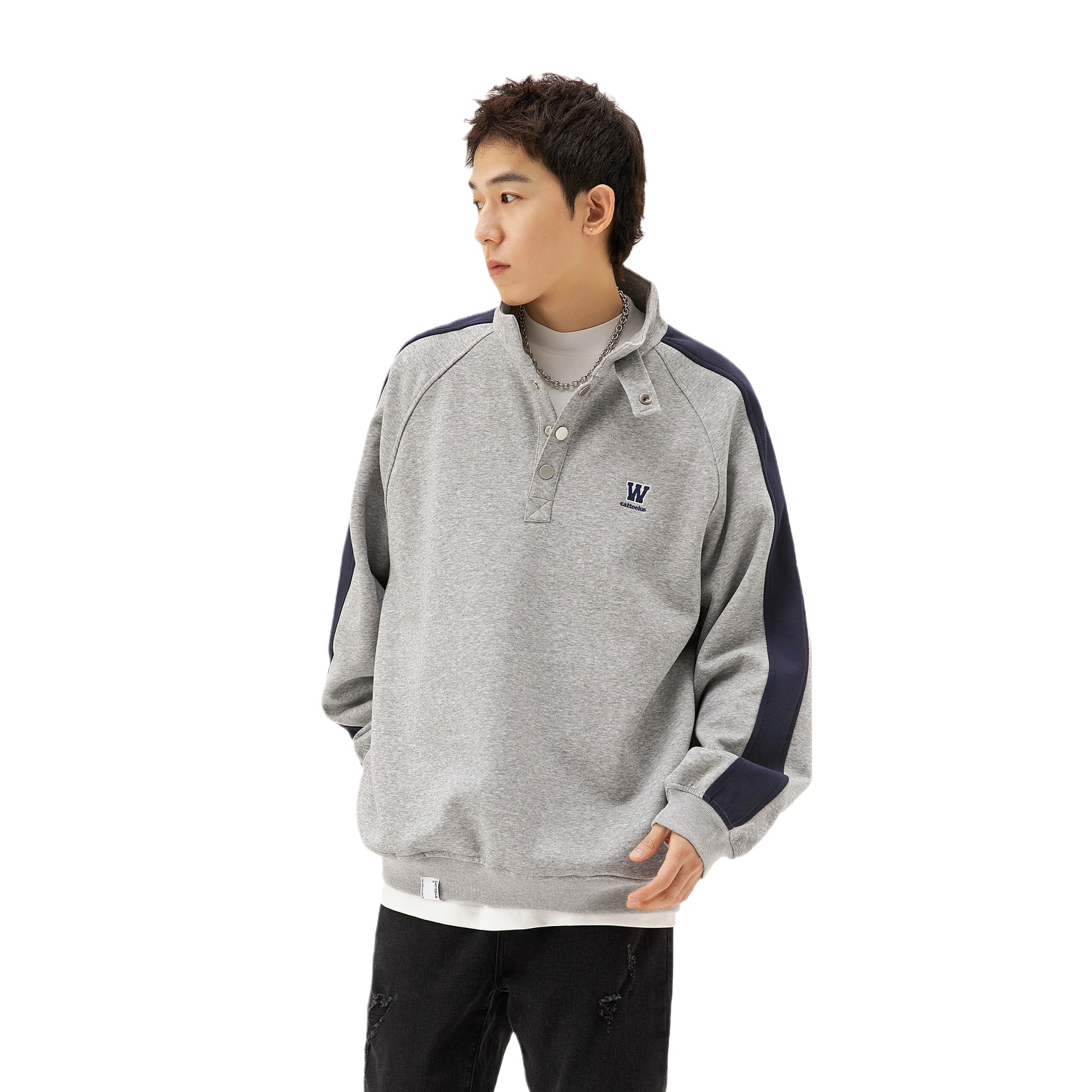 CATTE otoño nuevos hombres de manga larga de solapa Camiseta de algodón de los hombres japoneses