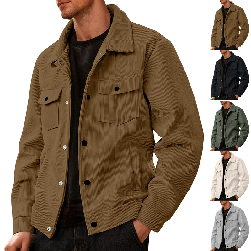 Spring and Autumn Corduroy Jacket Men's American Retro Workwear Lapel Top Men's Casual New Jacket Men's Lapel Spring and Autumn Corduroy Jacket Men's American Retro Workwear Lapel Top Men's Casual New Jacket Men's Lapel