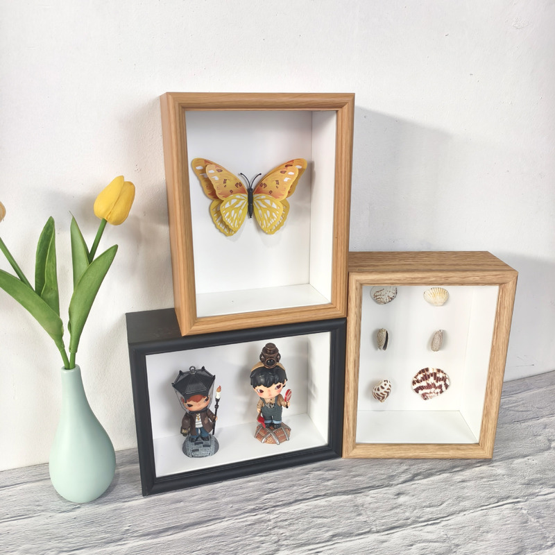 Photo Frame Display Stand Lighting Photo Frame Modern Simple Handmade Wooden Picture Frame Living Room Thickened Three-Dimensional Hollow Photo Frame Display Stand