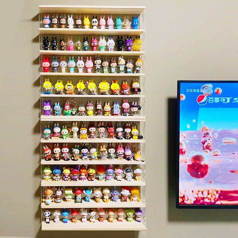 Acrylic blind box storage display rack wall hanging popmart dust cover dormitory Molly display box