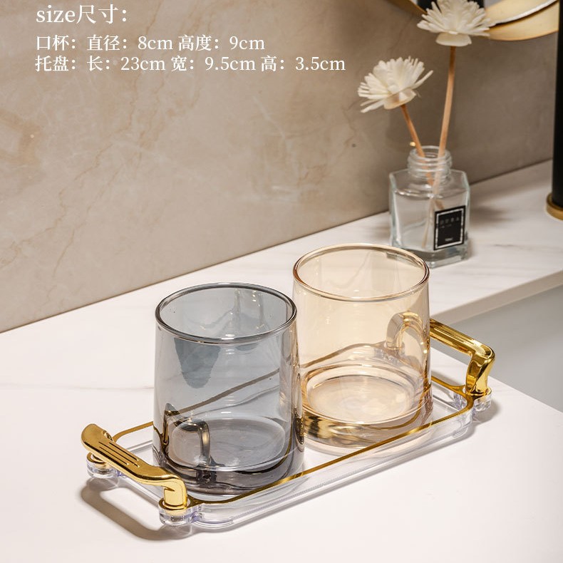 Trapezoidal amber + gray + transparent gold edge plate