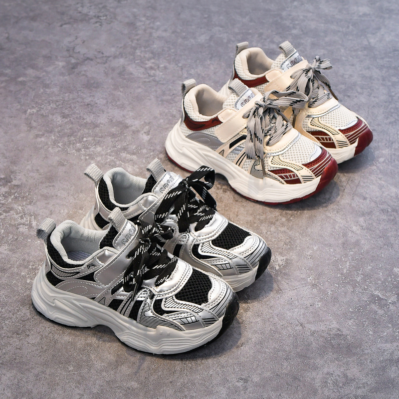 Zapatillas Deportivas Antideslizantes para Niños y Niñas, Primavera 2026, Versátiles, de Media Caña, con Rayas y Doble Malla, para Niños Pequeños, Medianos y Mayores