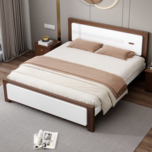 实木床1.5米家用欧式1.8m主卧双人床出租屋用卧室大床1.2米单人床