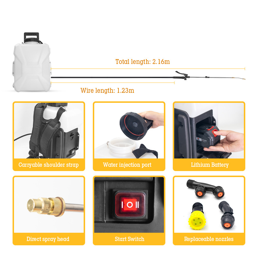Rociador eléctrico transfronterizo de pesticida eléctrico de jardín mochila de alta presión agrícola pequeña desinfección pulverizador batería de litio