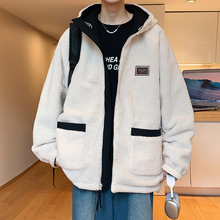 新款两面穿连帽棉衣男士羊羔绒外套2025年冬季加厚保暖棉服外套男