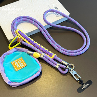 Mountain Sports Outdoor Woven Mobile Phone Lanyard Crossbody Multi-Functional Adjustable Color Matching Bag Camera Pendant Chain