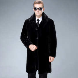 20232024新款冬装貂皮大衣男水貂绒过膝长款中老年爸爸装皮草外套