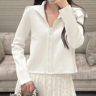 Spring and Summer 2024 New Niche Navy Collar Design Zipper Knitwear Slim-fit Cardigan Top Women