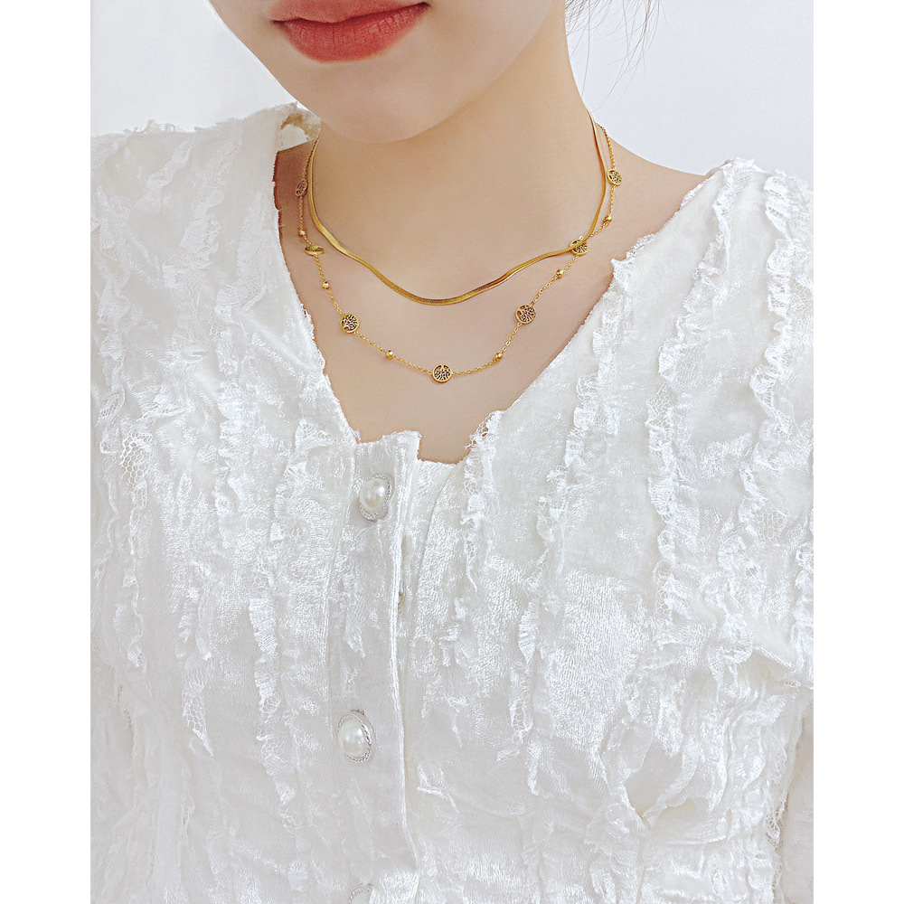 Fashion Tree Stainless Steel Layered Necklaces Plating Stainless Steel Necklaces_colorza_4