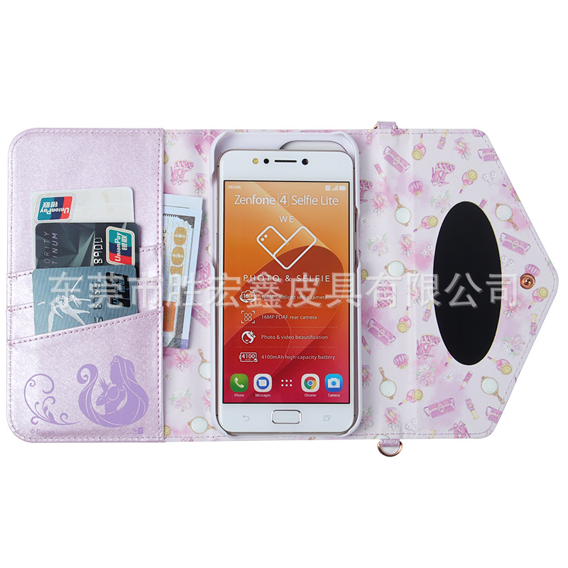 雪花纹小香风三合一适用苹果15plus手机皮套带镜子卡夹手机保护壳