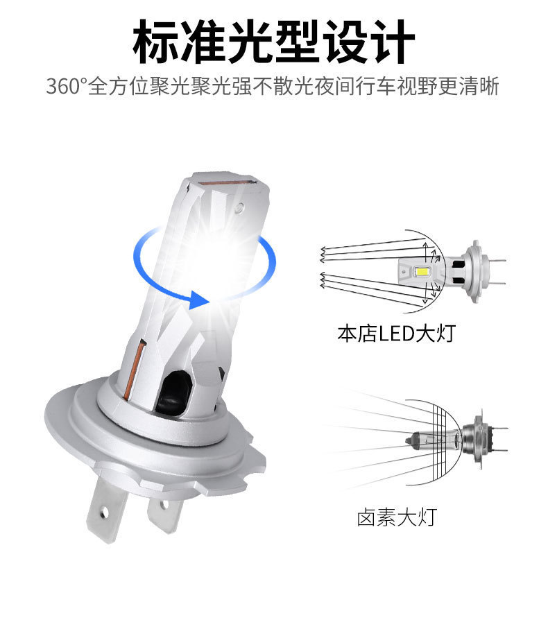 Cross-Border New Car Led Headlight H7 Integrated Modified High-Brightness High-Power H11 9005 9012 Headlight