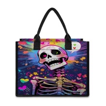 彩色心形骷髅女士手提包手挎包，大容量，设计简单