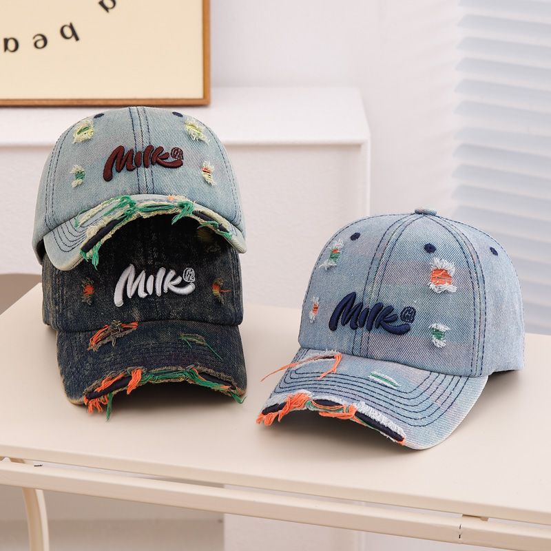 Sombreros para niños nueva gorra de béisbol de mezclilla para bebés con agujeros retro