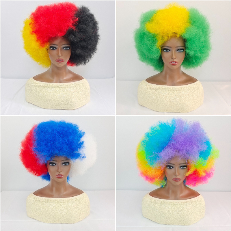 8-Color Mixed Color Wig for African Ladies European and American Wig Headgear Fluffy Small Curly Afro Wig