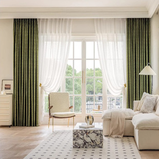 High-end living room curtain European-style simple modern thick flannel bedroom shading luxury atmospheric window finished curtain