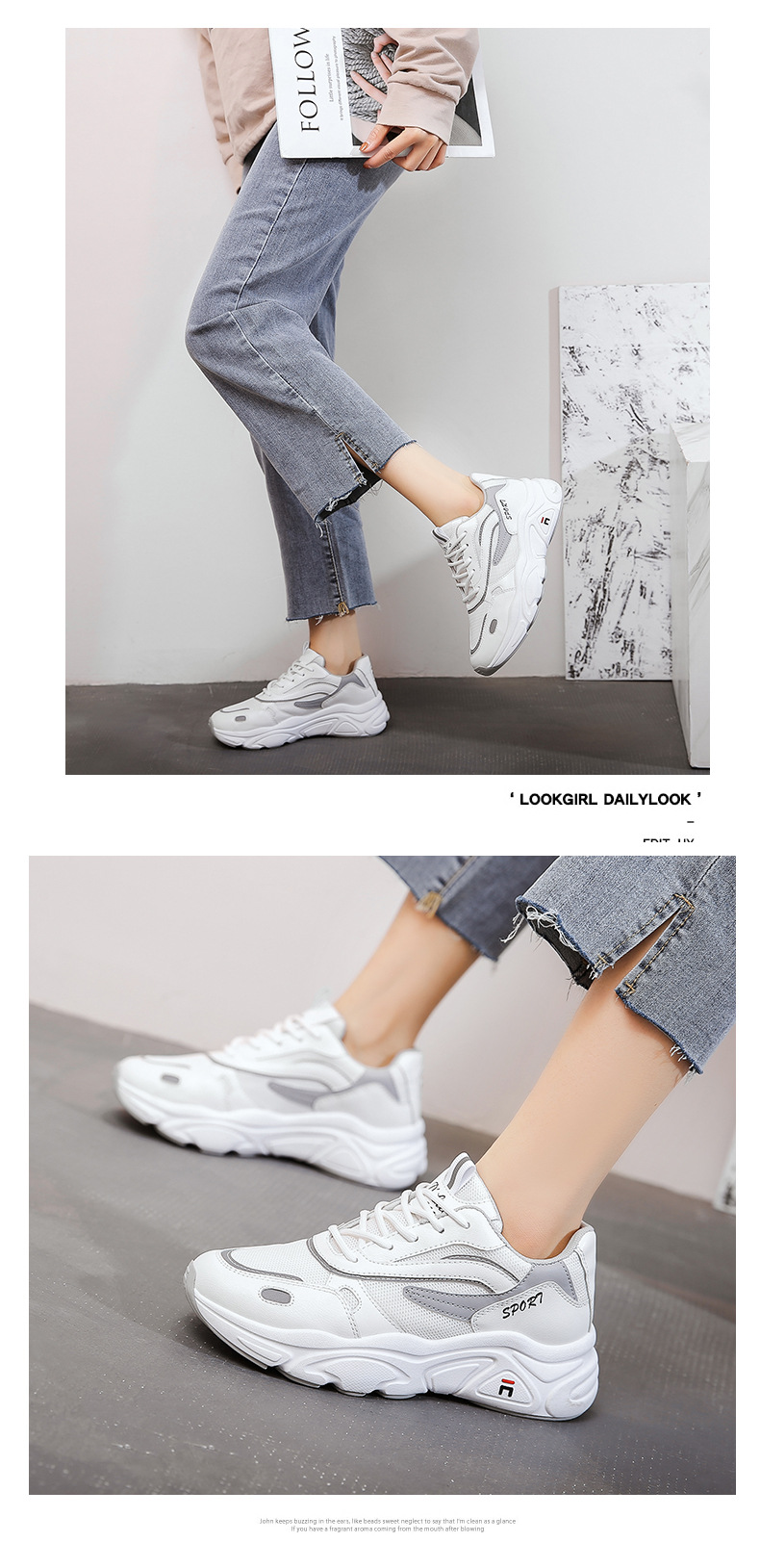 fashion thick-soled white sneakers  NSSC36206