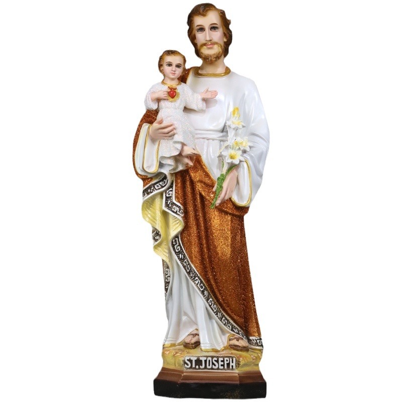 60cm José abraza a los niños adornos estatuas de la iglesia de la casa decoración de la sala de estar
