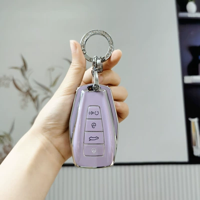 buckle vision bag, Car key bag - geely-d-smart-4-keys-taro-purple-single-set-silver-diamond-buckle